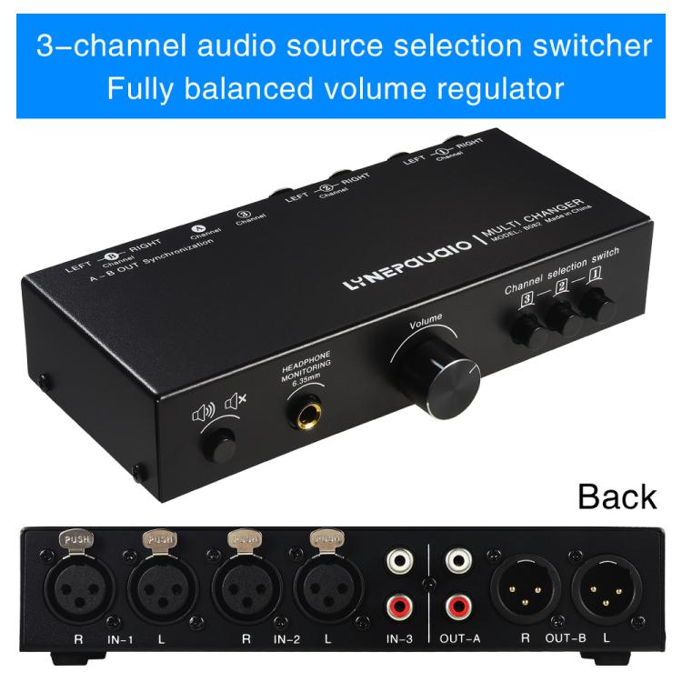B082 3 Input 3 Output Audio Signal Selector Balanced Line Switcher, B082