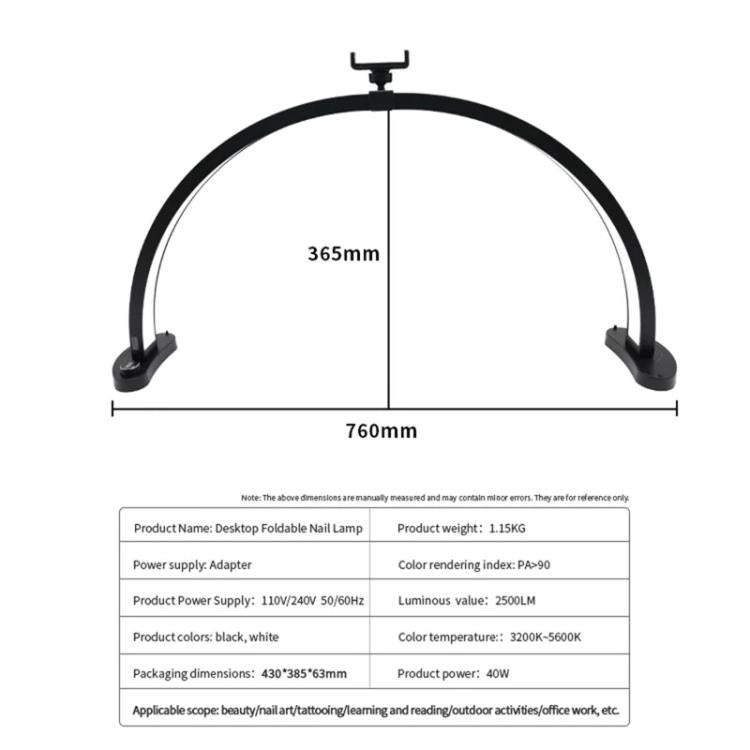 HD-M11X 28 inch LED Light Semi-Circular Desktop Beauty Lamp Fill Light For Tattoo / Nail Art, US Plug, EU Plug, UK Plug, AU Plug