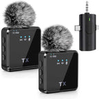 Mini Wireless Lavalier Microphone with 3 in 1 Receiver and Dual Microphone for Interview / Vlog / Podcast