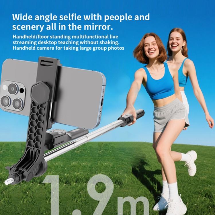 K50 1.9m Extendable Live Streaming Floor Stand Single Phone Clip Bluetooth Selfie Stick Tripod, K50 Single Phone Clip, Single Phone Clip