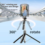 K50 1.9m Extendable Live Streaming Floor Stand Single Phone Clip Bluetooth Selfie Stick Tripod, K50 Single Phone Clip, Single Phone Clip