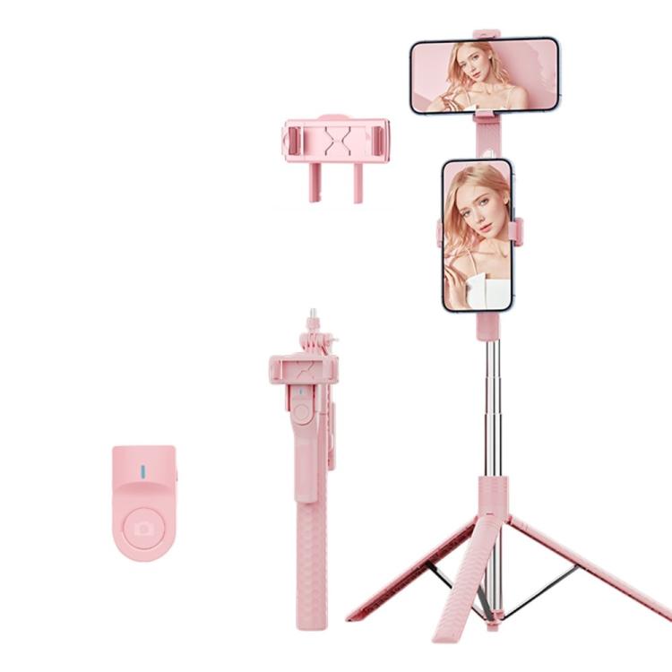 K50 1.9m Extendable Live Streaming Tripod Dual Phone Clip Bluetooth Selfie Stick, K50 Dual Phone Clip, Dual Phone Clip
