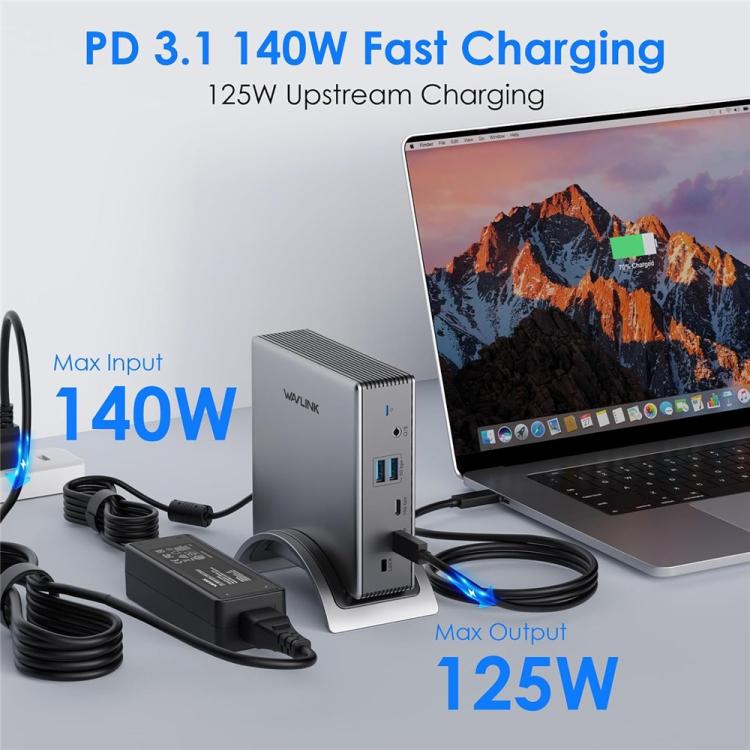WAVLINK UMD27PRO 8K 30Hz / 4K 144Hz 140W PD HUB Adapter, US Plug, EU Plug, UK Plug, AU Plug
