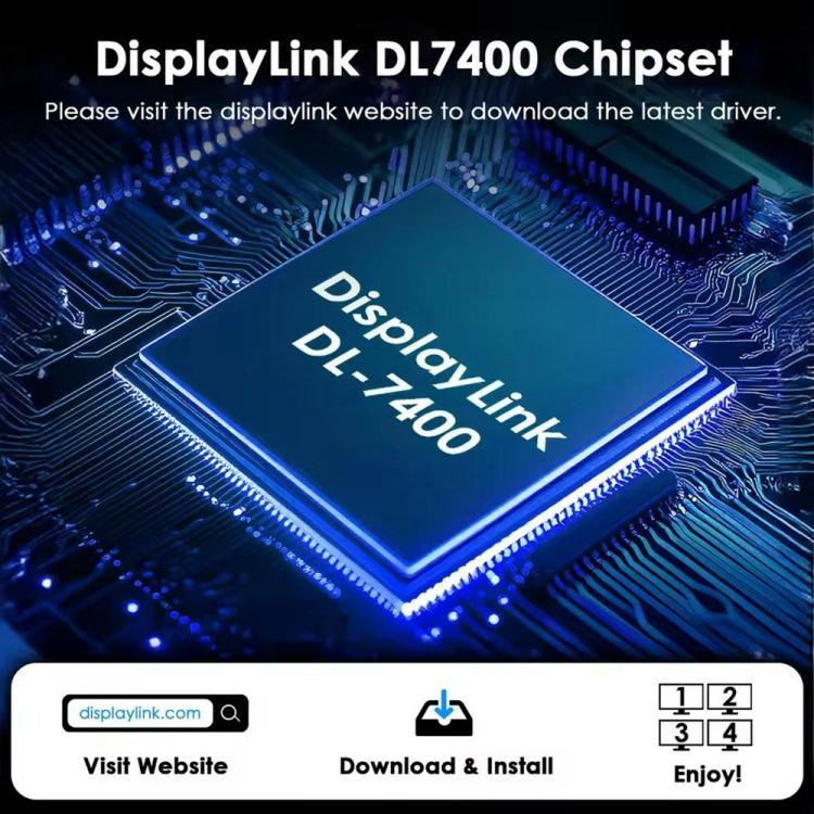WAVLINK UG7501DH 85W Upstream Charging 2DP + 2HD Converter 4K / 8K Display Adapter, UG7501DH