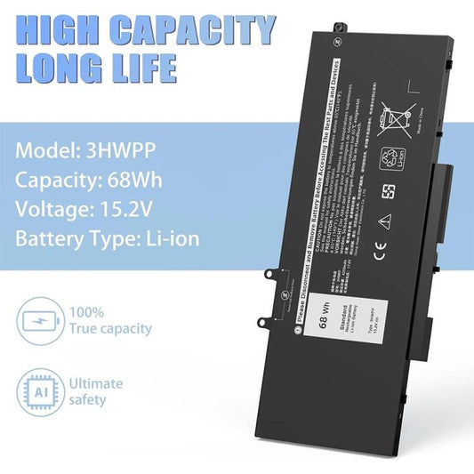 Laptop Battery for Dell Latitude 5401 5410 5411 5501 5510 5511 Precision 3541 3551, 3HWPP 15.2V 68Wh