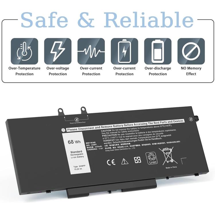 Laptop Battery for Dell Latitude 5401 5410 5411 5501 5510 5511 Precision 3541 3551, 3HWPP 15.2V 68Wh