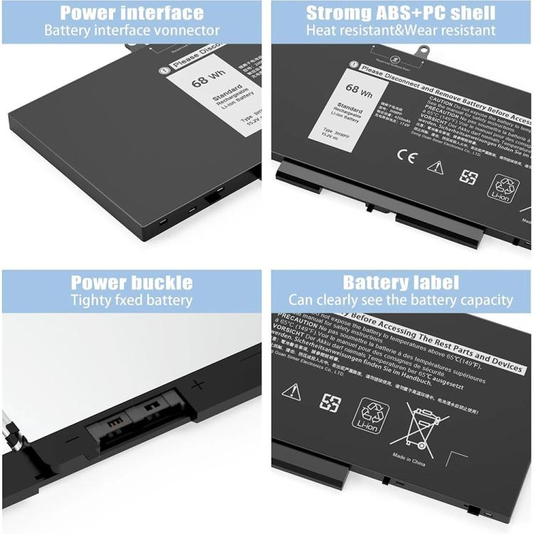 Laptop Battery for Dell Latitude 5401 5410 5411 5501 5510 5511 Precision 3541 3551, 3HWPP 15.2V 68Wh