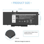 Laptop Battery for Dell Latitude 5401 5410 5411 5501 5510 5511 Precision 3541 3551, 3HWPP 15.2V 68Wh