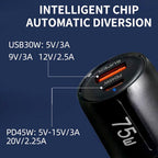 TE-P63 PD45W USB-C+USB 3.0 Multi Compatibility Protocol Car Charger, TE-P63