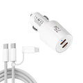 TE-P66 75W Type-C x 2 Dual-Port Fast Charging Car Charger with Type-C to Type-C / 8-Pin Data Cable, TE-P66 with Cable