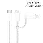 TE-P66 75W Type-C x 2 Dual-Port Fast Charging Car Charger with Type-C to Type-C / 8-Pin Data Cable, TE-P66 with Cable