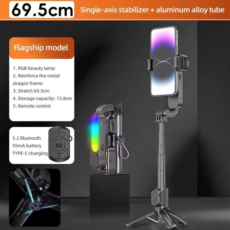 Q33 Remote Control Photography Mini Tripod Selfie Stick Stabilizer Anti-Shake with Fill Light, Q33