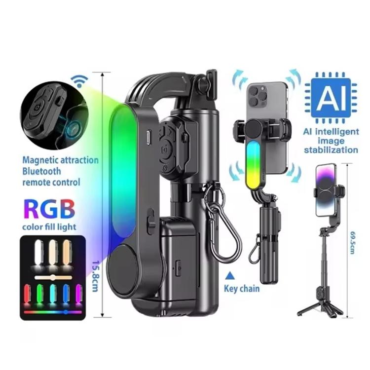 Q33 Remote Control Photography Mini Tripod Selfie Stick Stabilizer Anti-Shake with Fill Light, Q33