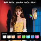 P27-D  RGB Beauty Light 1.9m Extendable Travel Portable Auto Pop-Up Selfie Stick Tripod, P27-D