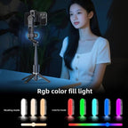 Q35 Extendable LED Selfie Stick Phone Tripod Gimbal Stabilizer with Fill Light, Q35
