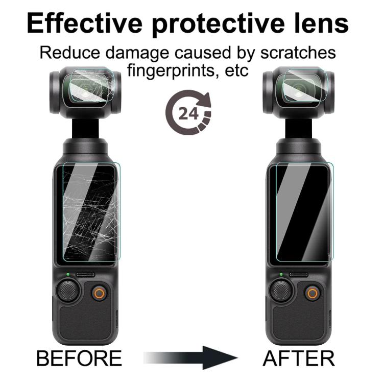 Easy Install HD AR Hardness Tempered Glass Lens Film Screen Protector, For DJI Pocket 3 Lens Film Screen Protector