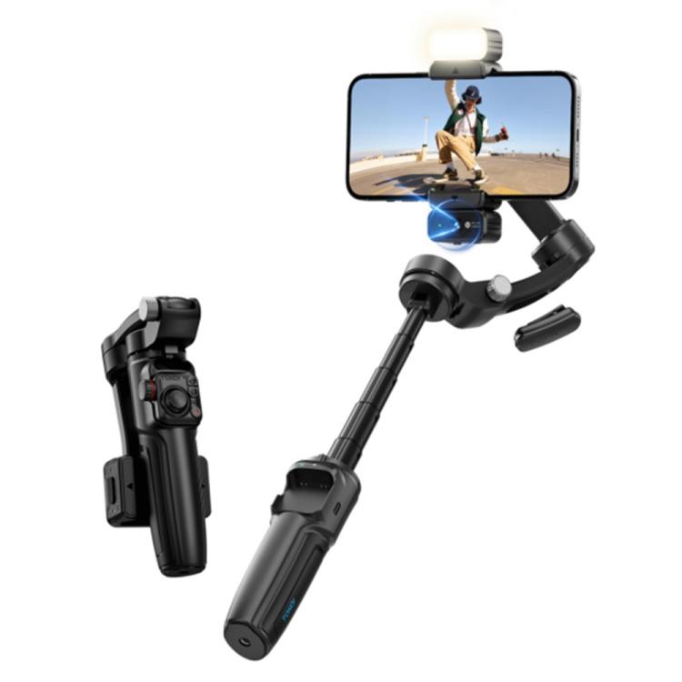 M06 Portable Folding Handheld Gimbal Stabilizer AI Face Tracking Selfie Stick with Magnetic Fill Light, M06