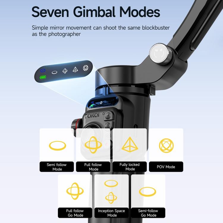 M06 Portable Folding Handheld Gimbal Stabilizer AI Face Tracking Selfie Stick with Magnetic Fill Light, M06
