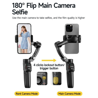 M06 Portable Folding Handheld Gimbal Stabilizer AI Face Tracking Selfie Stick with Magnetic Fill Light, M06