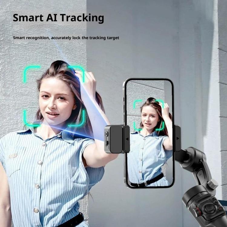M06 Portable Folding Handheld Gimbal Stabilizer AI Face Tracking Selfie Stick with Magnetic Fill Light, M06