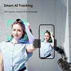 M06 Portable Folding Handheld Gimbal Stabilizer AI Face Tracking Selfie Stick with Magnetic Fill Light, M06