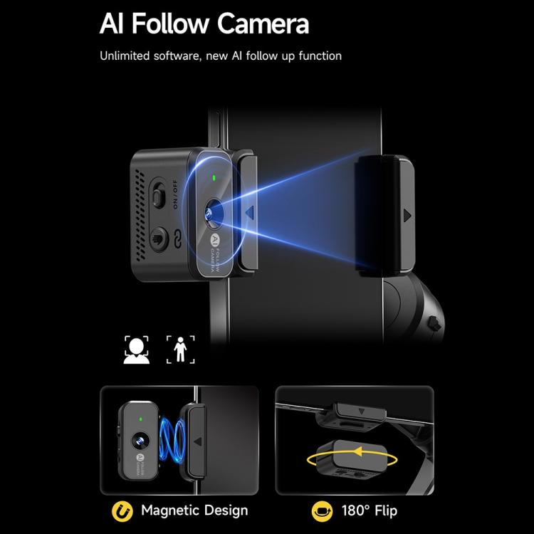 M06 Portable Folding Handheld Gimbal Stabilizer AI Face Tracking Selfie Stick with Magnetic Fill Light, M06