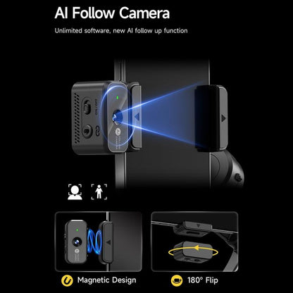 M06 Portable Folding Handheld Gimbal Stabilizer AI Face Tracking Selfie Stick with Magnetic Fill Light, M06