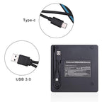 BT686 External DVD Drive USB 3.0 / Type-C Portable Optical Drive / CD Burner For Desktop / Laptop, BT686