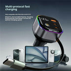 GE03 PD 65W Fast Charging Adapter Retractable Cable and Ambient Light Voltage Display Car Charger, GE03