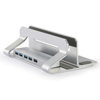 D051-3 Aluminum Alloy Desktop Organizer Vertical Laptop Stand with 4 USB Ports Hub, D051-3