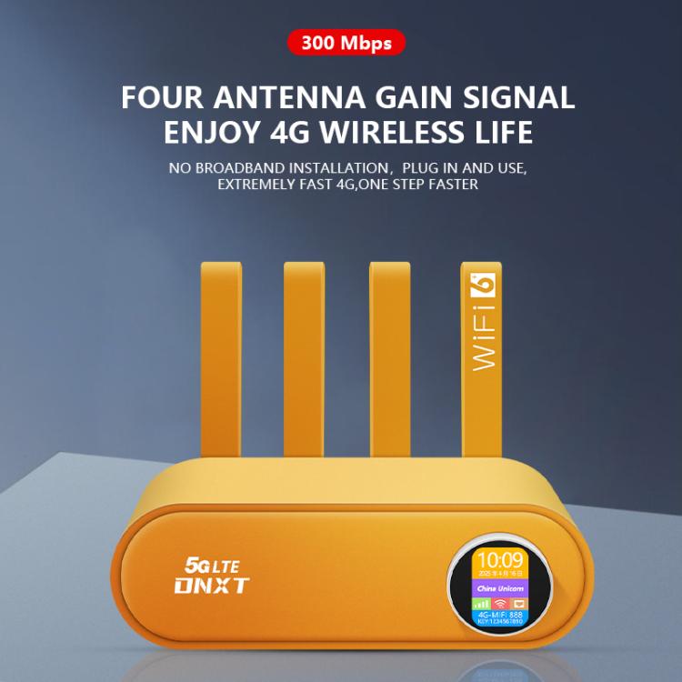 WR860-E With SIM Card Slot Wireless Repeater 4 Antennas 4 Ethernet Ports 4G LTE WiFi 6 Router, White, Orange