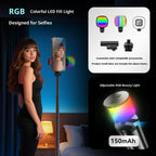 P24-D Live Streaming Anti Shake Extendable Selfie Stick Portable Phone Tripod Stand with Fill Light, P24-D