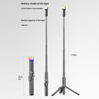 P24-D Live Streaming Anti Shake Extendable Selfie Stick Portable Phone Tripod Stand with Fill Light, P24-D