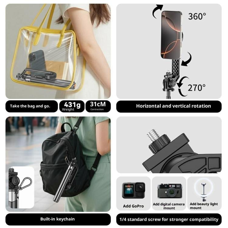 P62 For Smartphone Live Streaming Electric Suction Cup Extendable Monopod Bluetooth Tripod, P62