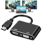 2 in 1 HDMI to VGA and HDMI Adapter For Windows / Mac Os / Linux Plug & Play, HDMI to VGA and HDMI
