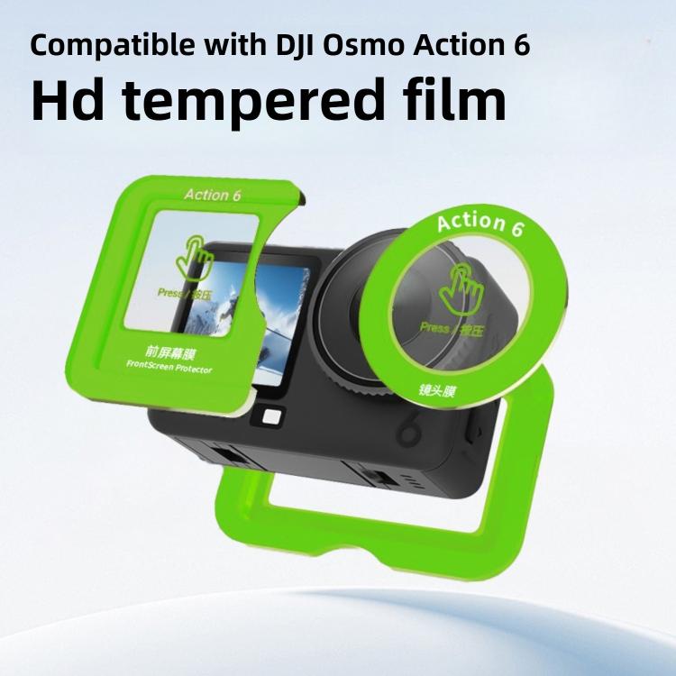 Positioning Curved Tempered Glass Screen Protective Film with Lens Film, For DJI Osmo Action 6