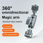 SX-Pj29 For Camera Photography 360 Degree Adjustable Magic Arm Bracket Dual Ball Head Anti-Slip Mount, SX-Pj29 Dual Ball Head Mount