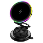 K8 RGB Light 15W Wireless Car Charger 3-Fold Rotatable Magnetic Phone Holder, K8