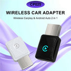 CP025 Wi-Fi 6 5GHz Wired to Wireless Plug Play Car Link Box 2 in 1 Wireless CarPlay Android Auto Adapter, CP025 (White), CP025 (Black)