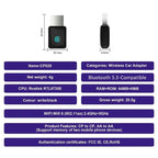 CP025 Wi-Fi 6 5GHz Wired to Wireless Plug Play Car Link Box 2 in 1 Wireless CarPlay Android Auto Adapter, CP025 (White), CP025 (Black)