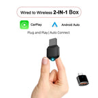 M25 Bluetooth 5.4 AI Box USB Dongle 2 in 1 For CarPlay / Android Auto Wired to Wireless Car Adapter, M25