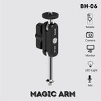 JMARY BH-06 Dual Ball Heads DSLR Camera Video Extension Bracket Aluminum Alloy Magic Arm Holder, BH-06