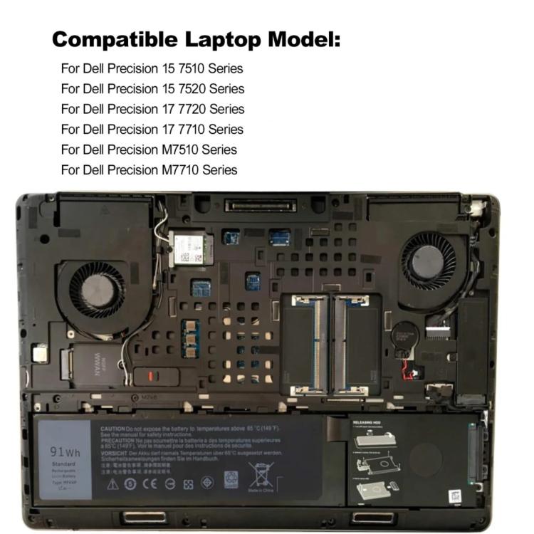 7800mAh Laptop Battery For Dell Precision 7510 / 7520, MFKVP