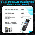 L18 Outdoor Recording Gyroscope Stabilization Camera 1.69 Inch Touch Screen 4K Wireless Action Camera, L18