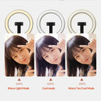 P100-RGB With Rotation Phone Holder 10 Inch Portable Selfie Stick Ring Light RGB Color Fill Light