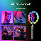 P61RGB For Phone Live Streaming Lighting Equipment Remote Control Selfie Ring Light Tripod