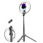 P61Q For Photography / Video Recording Live Streaming Selfie Stick Tripod Lamp 10 Inch Ring Light