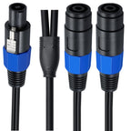 JUNSUNMAY Speakon Male to Dual Speakon Female Speaker Adapter Cable with Snap Lock, Length: 50cm