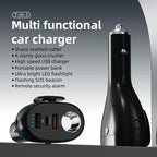 A13 Multifunctional QC3.0 Car Charger Safety Hammer Seatbelt Cutter with LED Flashlight, A13