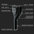 A13 Multifunctional QC3.0 Car Charger Safety Hammer Seatbelt Cutter with LED Flashlight, A13